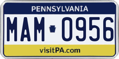 PA license plate MAM0956