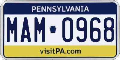 PA license plate MAM0968