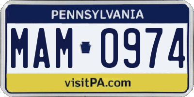 PA license plate MAM0974