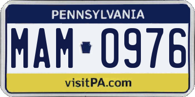 PA license plate MAM0976