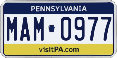 PA license plate MAM0977