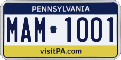 PA license plate MAM1001