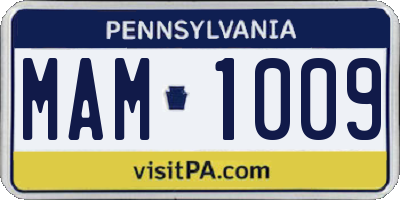 PA license plate MAM1009