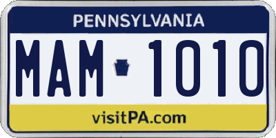 PA license plate MAM1010