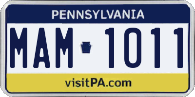 PA license plate MAM1011