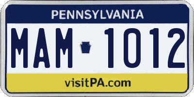 PA license plate MAM1012