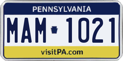 PA license plate MAM1021