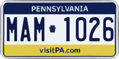 PA license plate MAM1026
