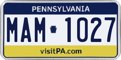 PA license plate MAM1027