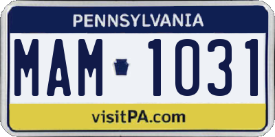 PA license plate MAM1031