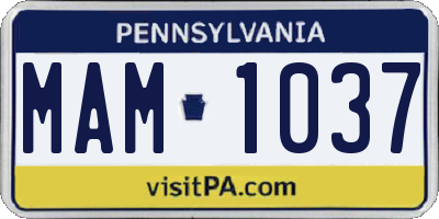 PA license plate MAM1037