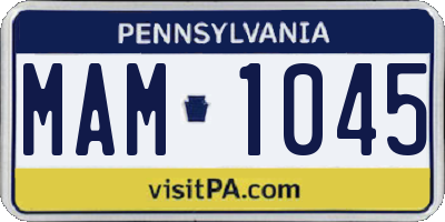 PA license plate MAM1045