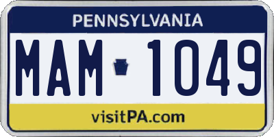 PA license plate MAM1049