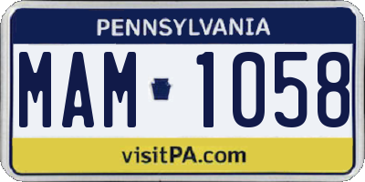 PA license plate MAM1058