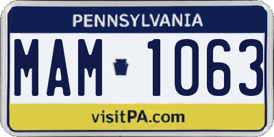 PA license plate MAM1063