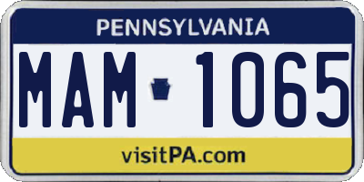 PA license plate MAM1065