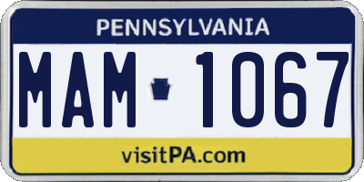 PA license plate MAM1067