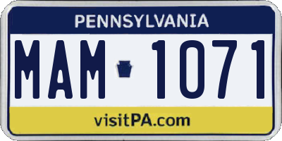 PA license plate MAM1071