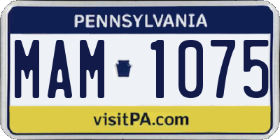 PA license plate MAM1075