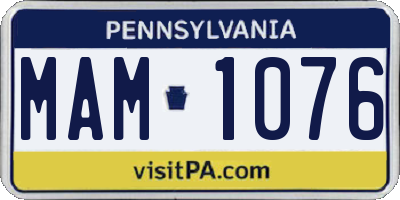PA license plate MAM1076