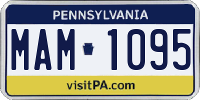 PA license plate MAM1095