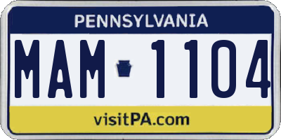 PA license plate MAM1104