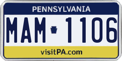 PA license plate MAM1106