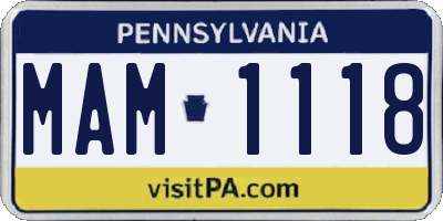 PA license plate MAM1118