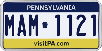PA license plate MAM1121