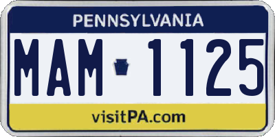 PA license plate MAM1125