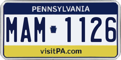 PA license plate MAM1126