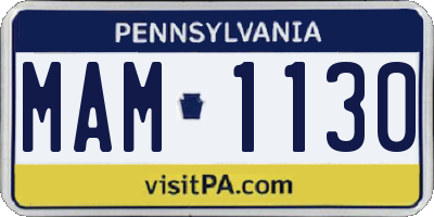 PA license plate MAM1130