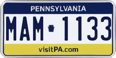 PA license plate MAM1133