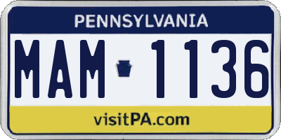 PA license plate MAM1136