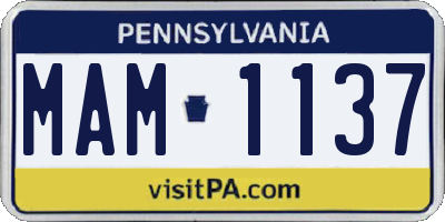 PA license plate MAM1137