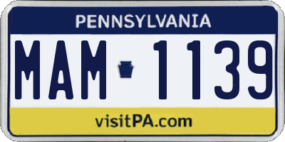 PA license plate MAM1139