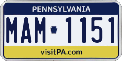 PA license plate MAM1151