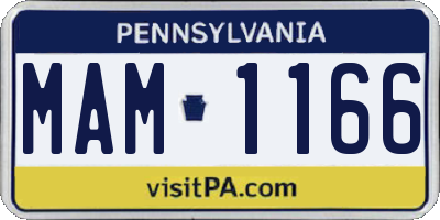 PA license plate MAM1166