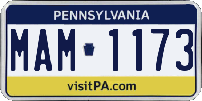 PA license plate MAM1173