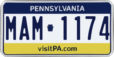 PA license plate MAM1174