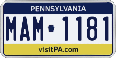 PA license plate MAM1181