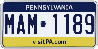 PA license plate MAM1189
