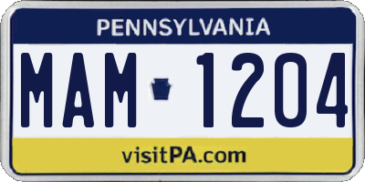 PA license plate MAM1204