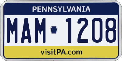 PA license plate MAM1208