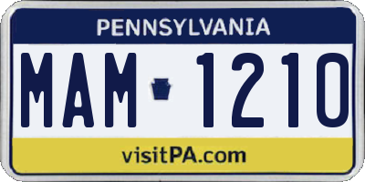 PA license plate MAM1210
