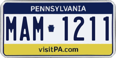 PA license plate MAM1211