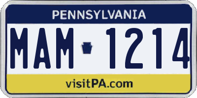 PA license plate MAM1214