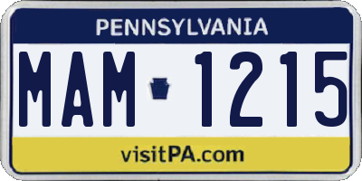 PA license plate MAM1215