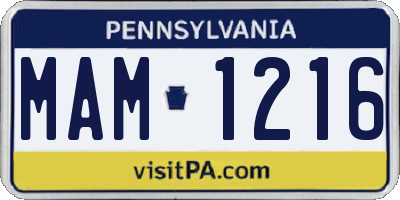 PA license plate MAM1216