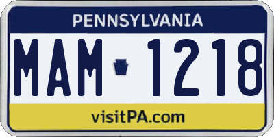 PA license plate MAM1218